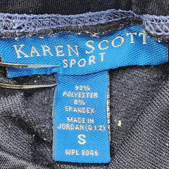 Karen Scott Sport Pants Womens S Blue Purple Side Stripe Fleece Lined Straight - Picture 3 of 9